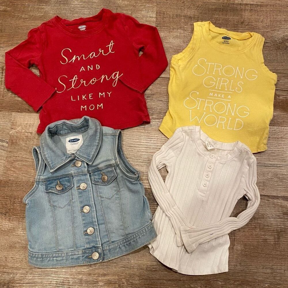 Old Navy Bundle Denim Vest Three Tops 18-24 Months - Picture 2 of 12